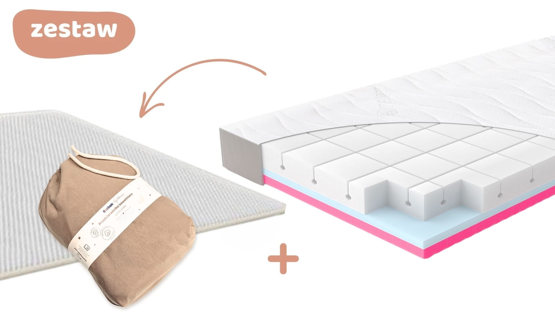 Materac Junior + Prześcieradło + Ochraniacz