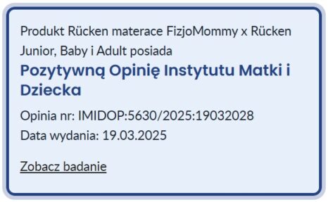 Pozytywna Opinia Instytutu Matki i Dziecka dla materacy Fizjomommy